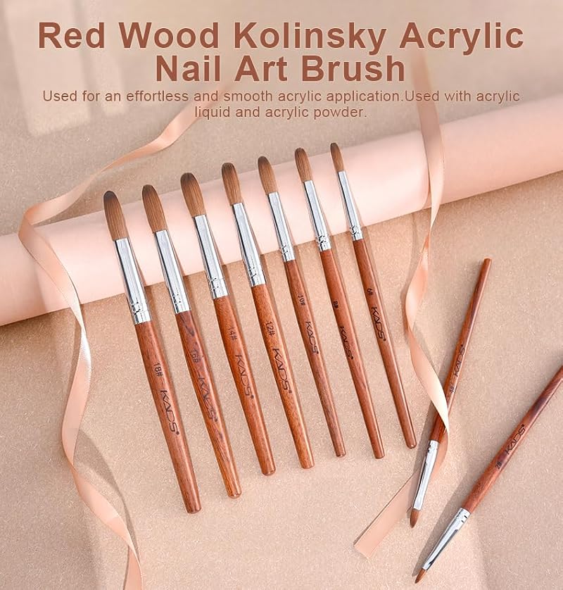 Kolinsky Acrylic Nail Brush - Professional Red Wooden Tool 6#