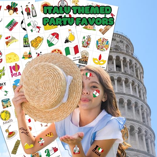 60 PCS Italian Flag Temporary Tattoos for Parties & Kids