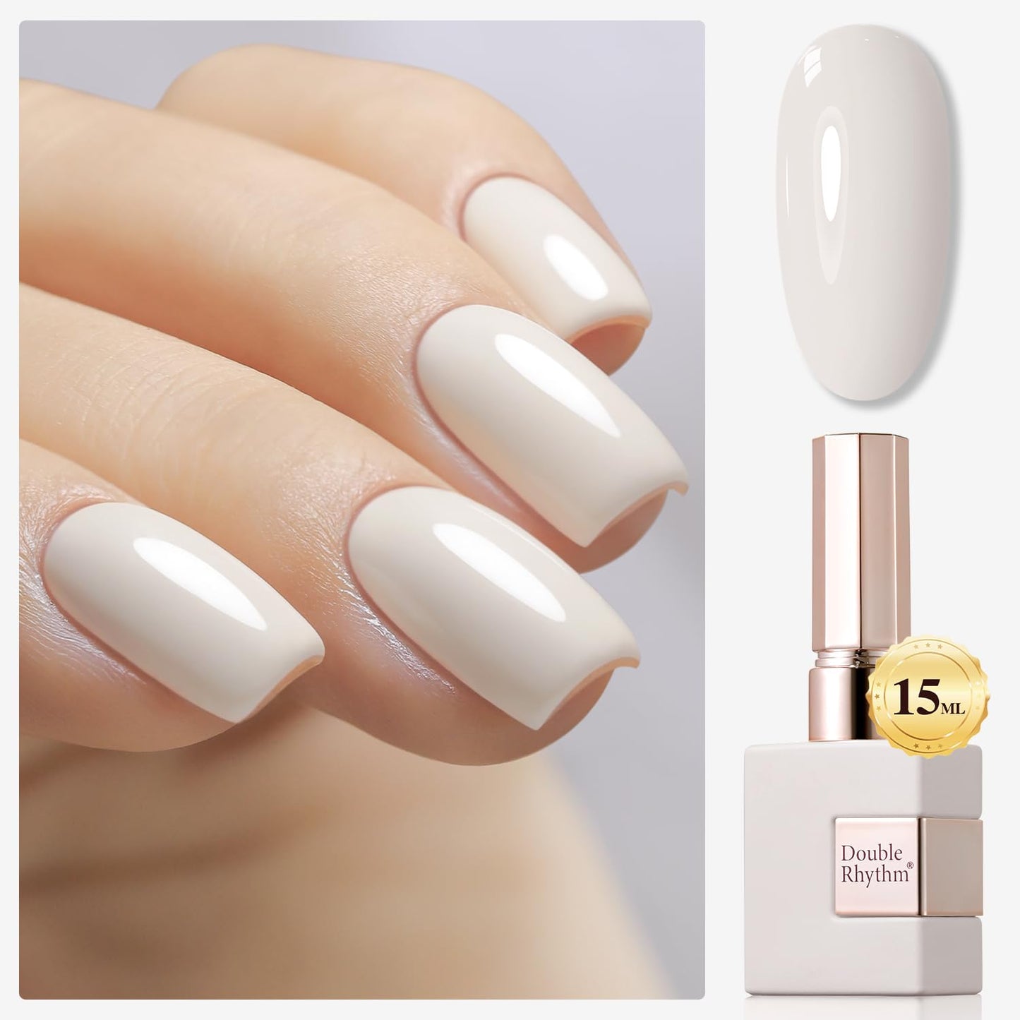 Gel Nail Polish - Double Rhythm 15ML Pearl White Soak Off for Art Manicure | DIY at Home