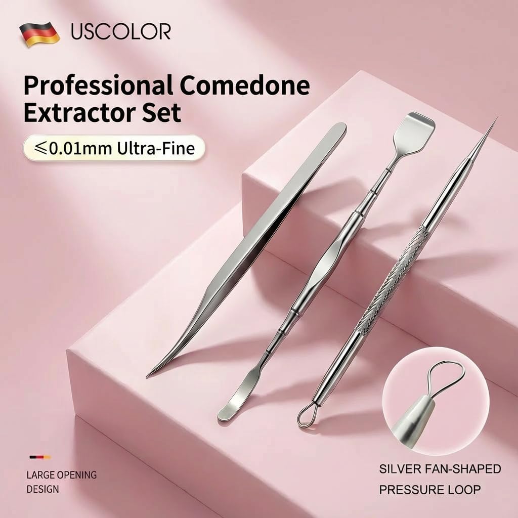 Pimple Popper Tool Kit - 60PCS Stainless Steel Blackhead Remover Set for Acne & Blemish Treatment | Professional Extractor Tweezers
