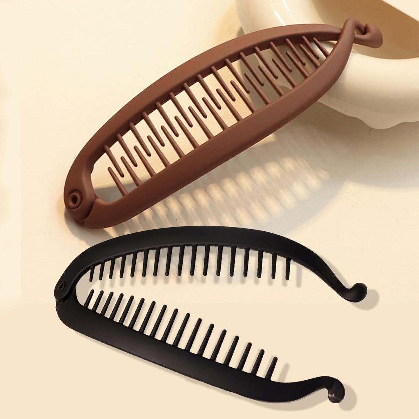 Banana Clips for Women - 2 Pcs Small Volumizing Claw Clips for Thin Hair | Retro Ponytail Bun Holders
