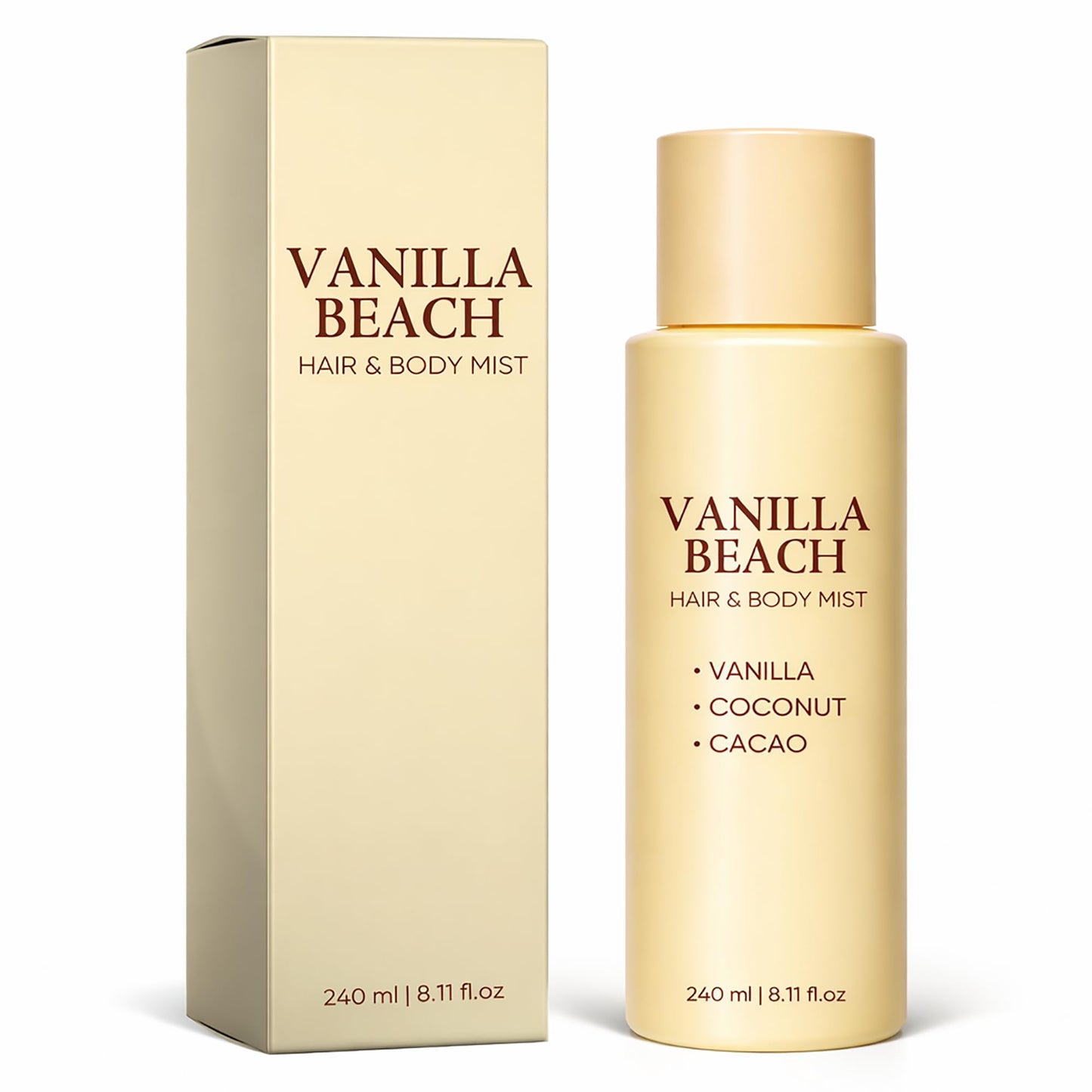 JEXZVR Vanilla Beach Hair and Body Mist - Warm Vanilla Coconut Fragrance Spray, Lightweight Refreshing Mist for Hair & Skin, Long-Lasting Tropical Scent, Summer Beach-Inspired Body Spray - 8.11 fl oz