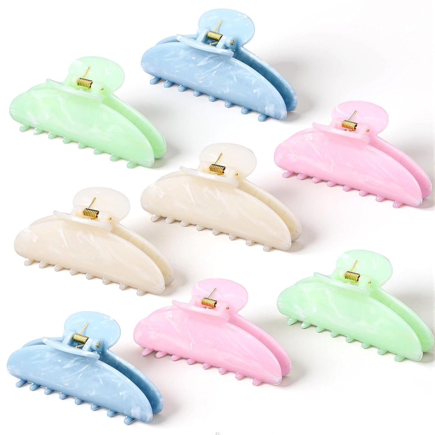 Large Acrylic Hair Claw Clips for Women - 8 Pcs Non-Slip Strong Hold | French Turquoise Color