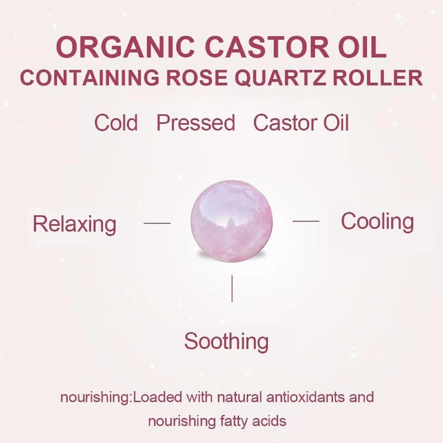 Organic Castor Oil - 100% Pure Cold-Pressed Formula for Skin & Hair Care | Rose Quartz Roller, 1.7 Fl Oz
