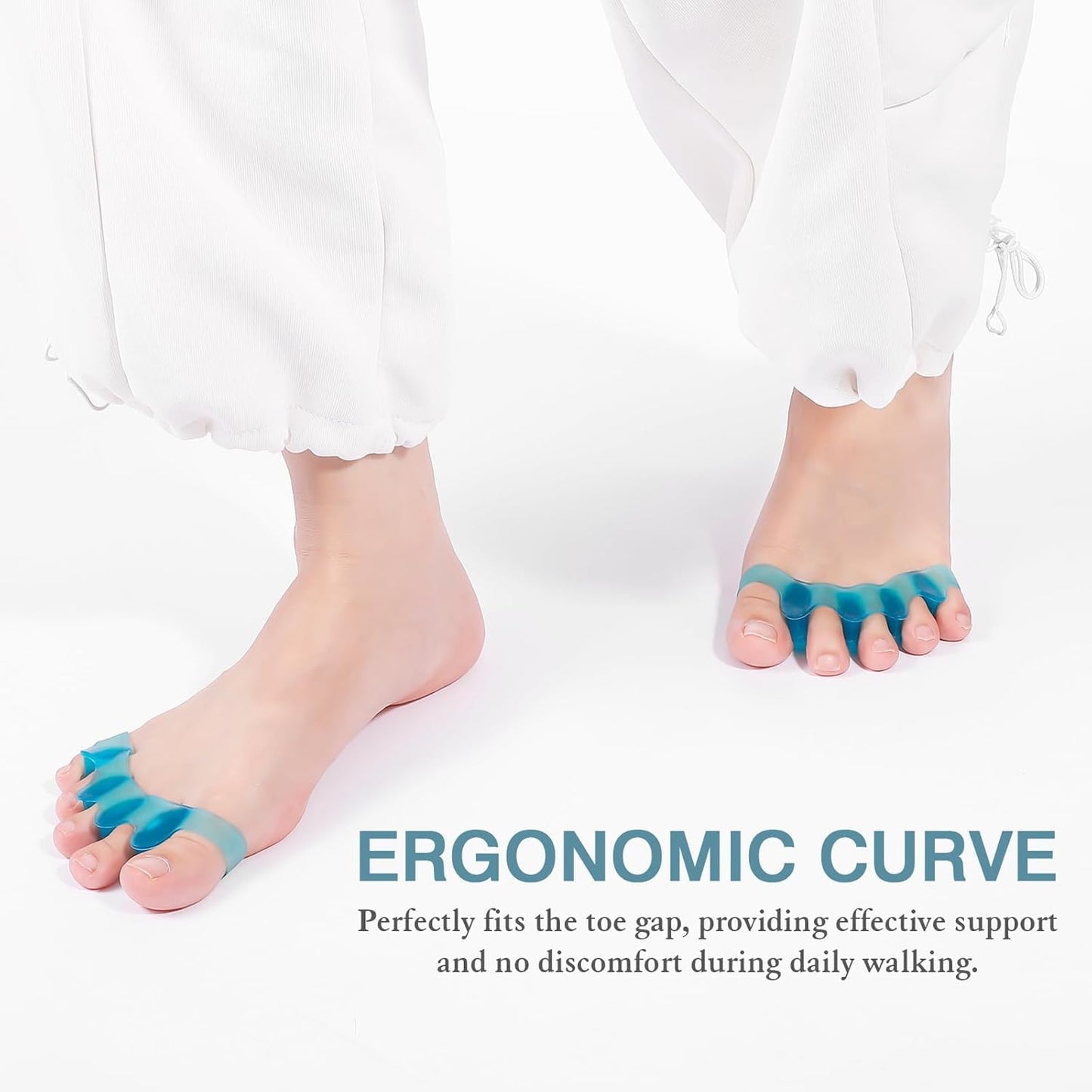 sundpik Toe Spacers for Women & Men - Toe Separators for Pedicure, Bunion Corrector, Hammer Toe Straightener, Plantar Fasciitis | Toe Spreaders for Foot Pain Relief & Foot Health (12, Blue)