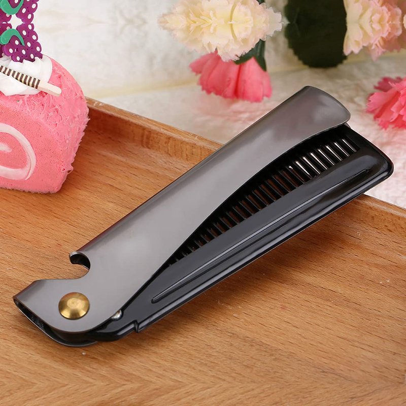 Pocket Stainless Steel Beard Comb Moustache Comb with Smooth Round Teeth for Men Grooming Beard Maintenance Tool (Peines para Barba y Bigote)