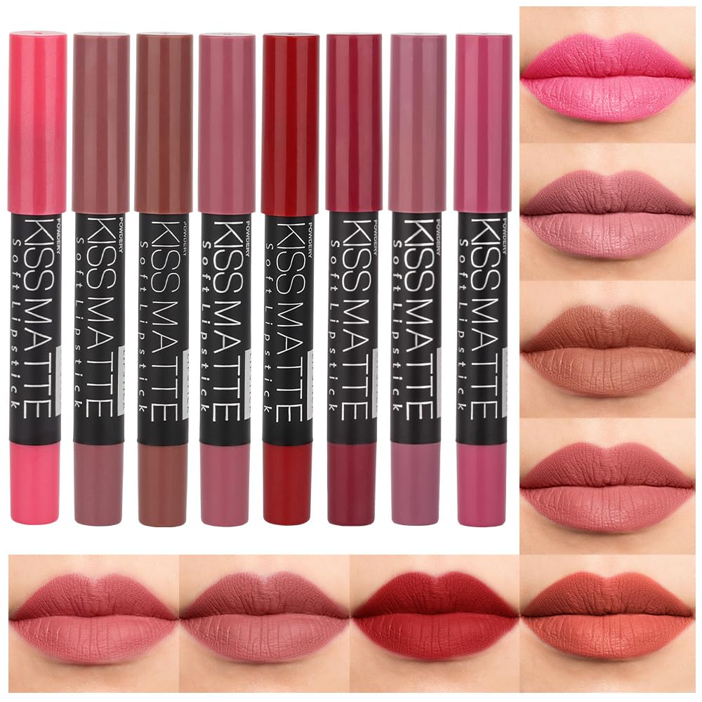 Matte Lipstick - Long-Lasting Velvet Lip Crayon with Waterproof Formula | Smooth Lightweight Lip Color, 08