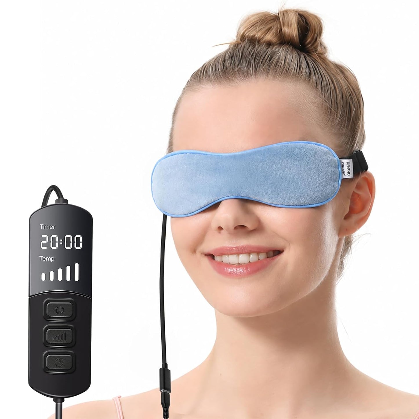 Heated Eye Mask for Dry Eyes - Warm Flaxseed Compress for MGD & Eye Treatment | Blue