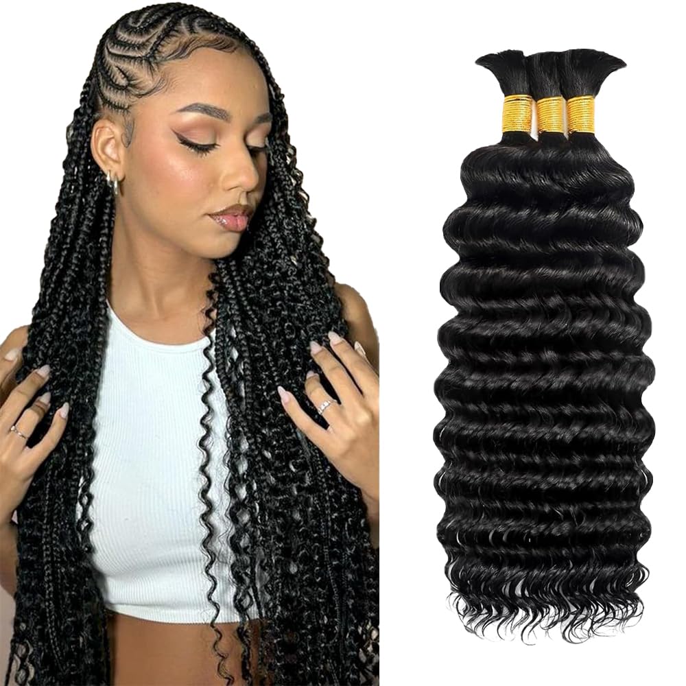 613 Blonde Human Braiding Hair 24 24 24 Inch 150g 3 Bundles Brazilian Virgin Hair Blonde Deep Wave Bulk Bohemian Color 613 Braids