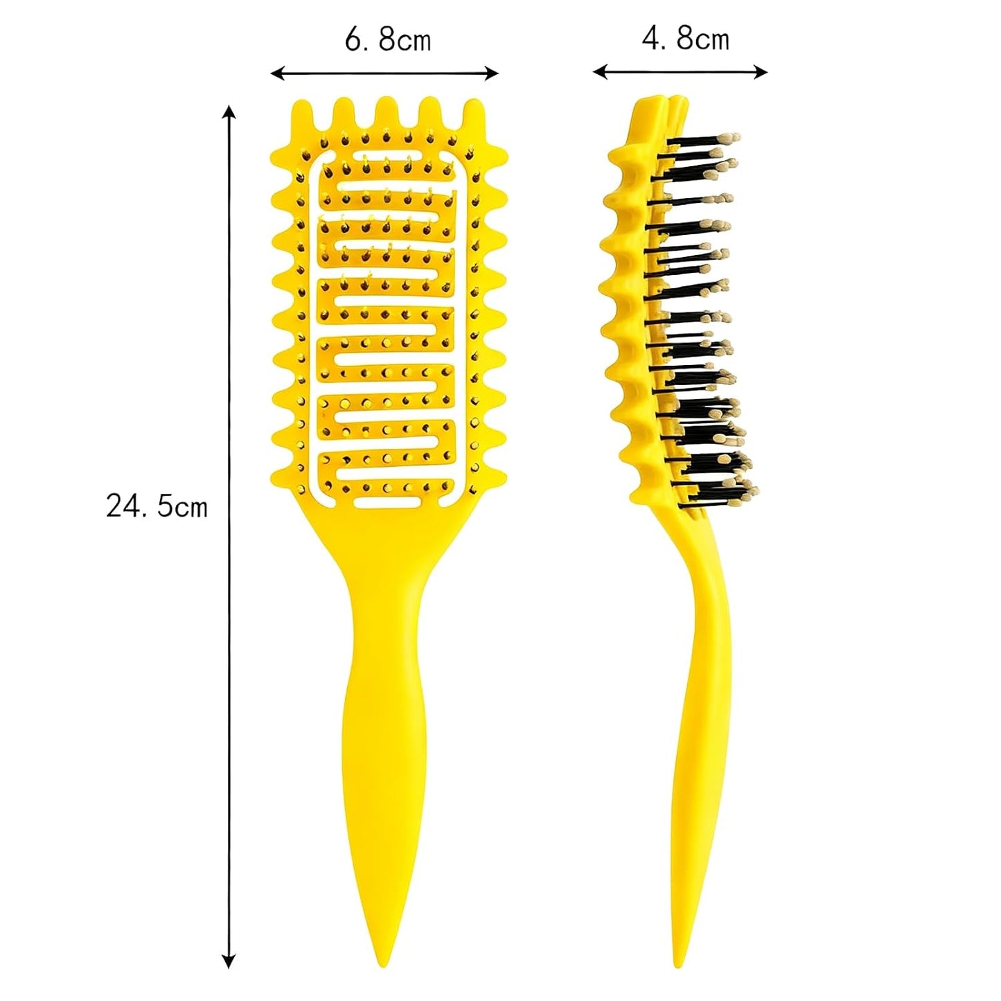 Curl Defining Brush for Curly Hair - Vented Detangling Brush for Wet & Dry Styling | Lightweight Yellow Design