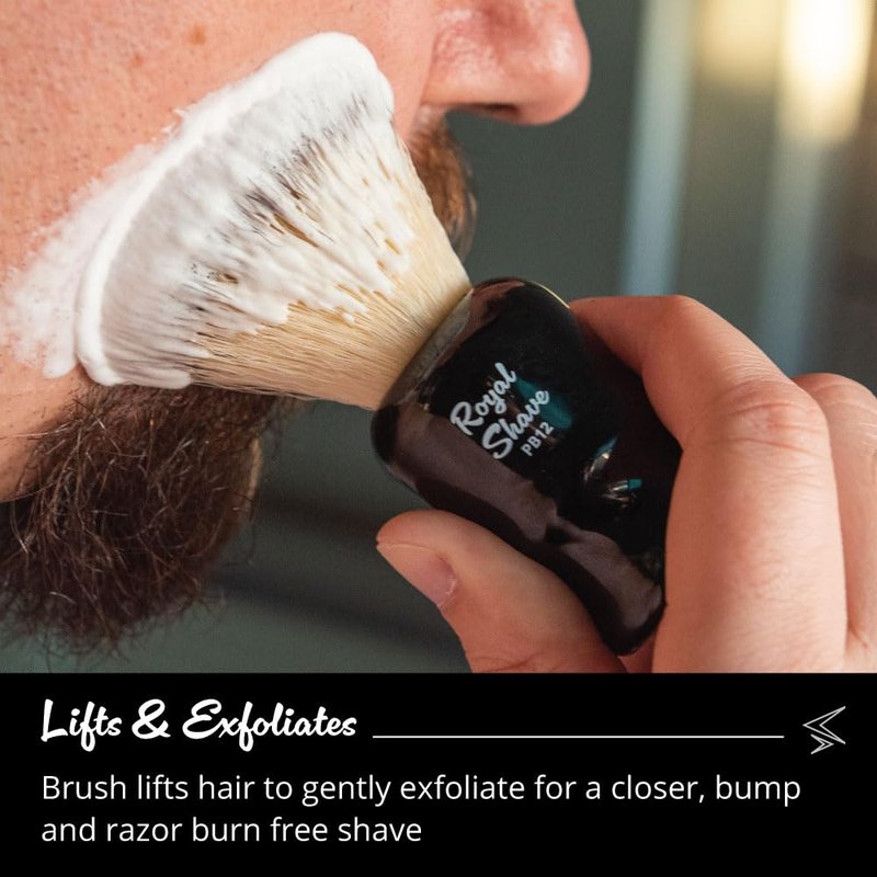 Vegan Shaving Brush by Royal Shave, Foluxe Synthetic Bristles, Badger-Free, Wet Shave Tool for Men & Women, Smooth & Comfortable (CREAM)