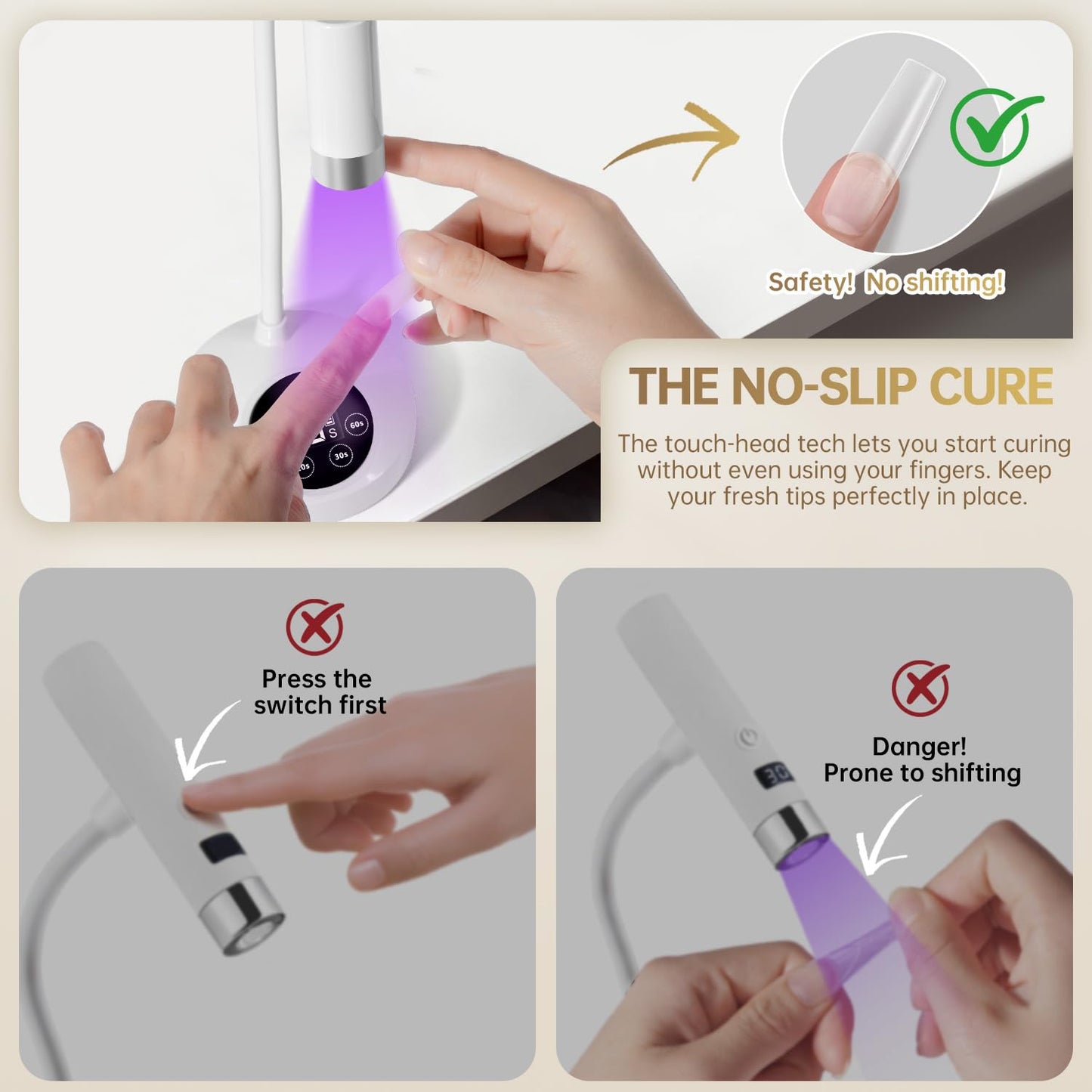 AORAEM UV LED Nail Lamp, Rechargeable Gooseneck Lamp for Gel Nails 12W Quick Dry LED Nail Light Bueaty Dryer with 4 Timers & Auto Sensor, Professional Flash Cure Light for Gel Nails Home DIY White
