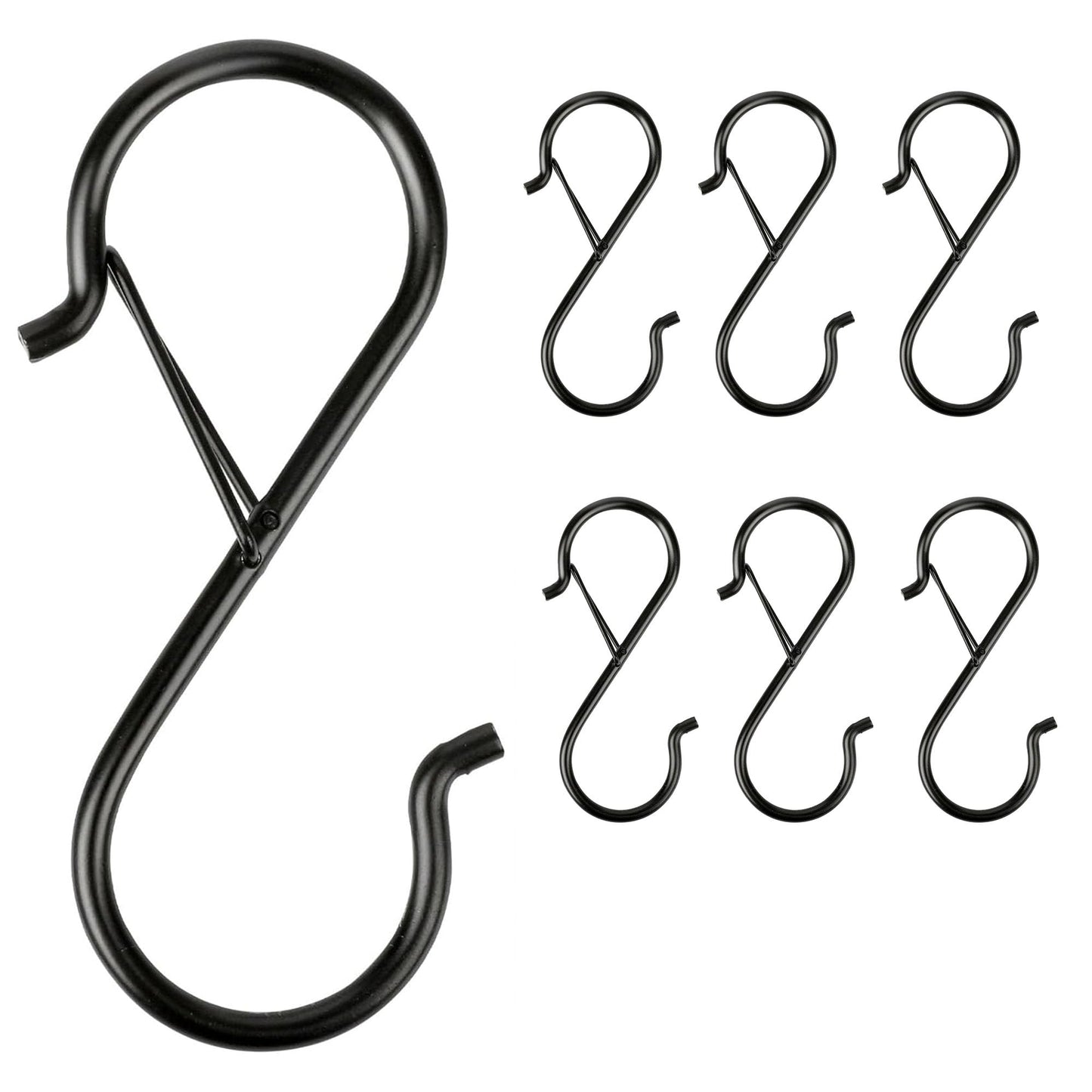 6Pcs S Hooks for Hanging Heavy Duty, 3.5-inch Heavy Duty Metal S Hook, 0.5-inch Safety Buckle, Hanging Plants, Kitchen Utensil, Pot, Pan, Bags