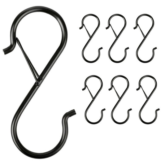 6Pcs S Hooks for Hanging Heavy Duty, 3.5-inch Heavy Duty Metal S Hook, 0.5-inch Safety Buckle, Hanging Plants, Kitchen Utensil, Pot, Pan, Bags