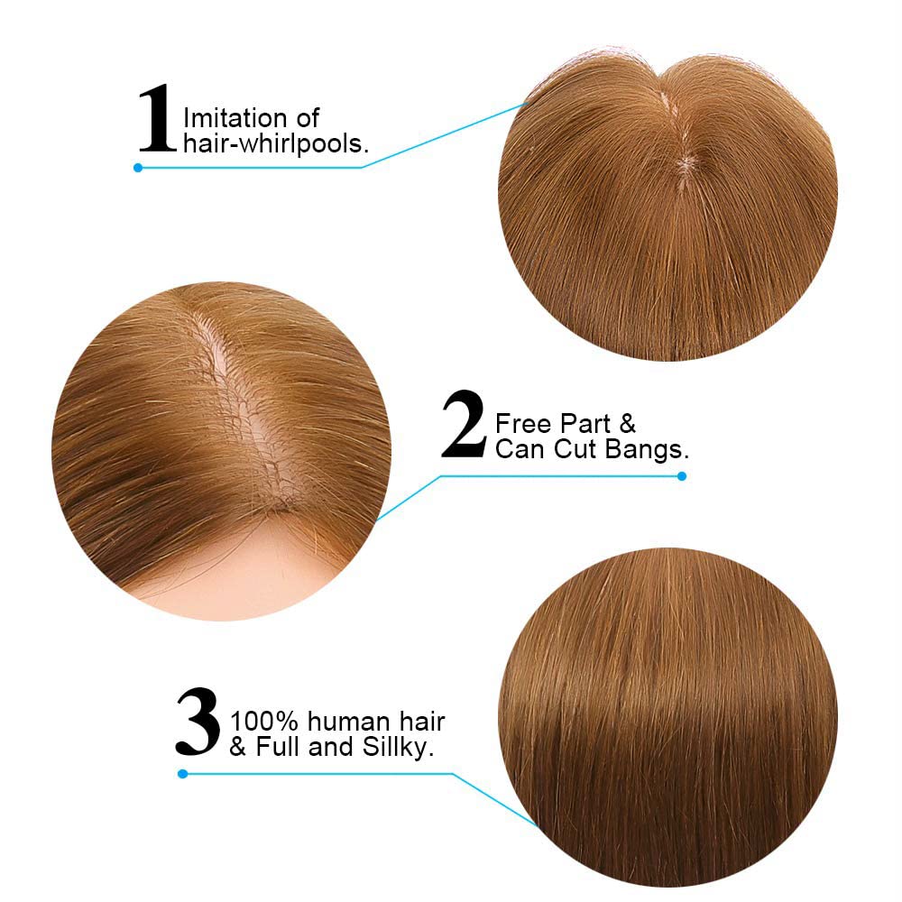 Real Hair Mannequin Head - 18” Brown Cosmetology Training Doll with Clamp & Styling Tools