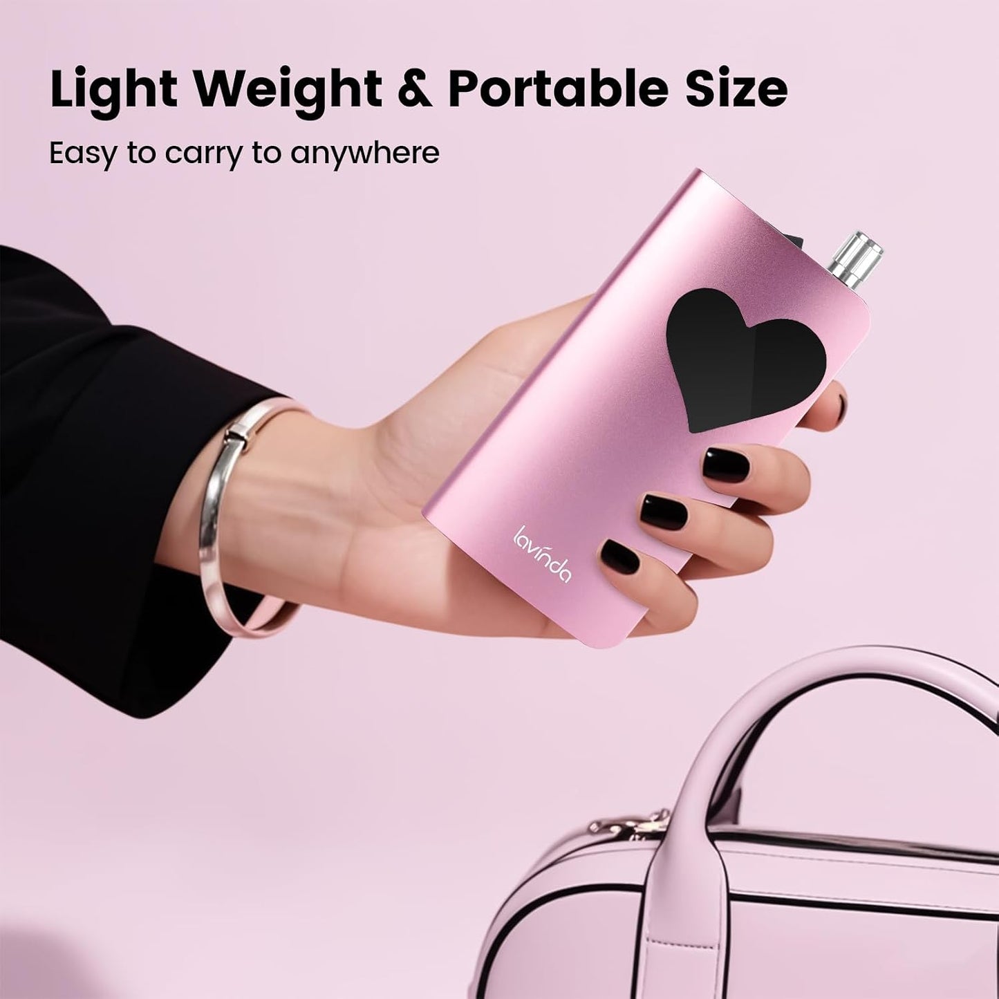 Electric Nail Drill Machine - 35000RPM Cordless Rechargeable Efile for Acrylic Gel Nails | Pink 910