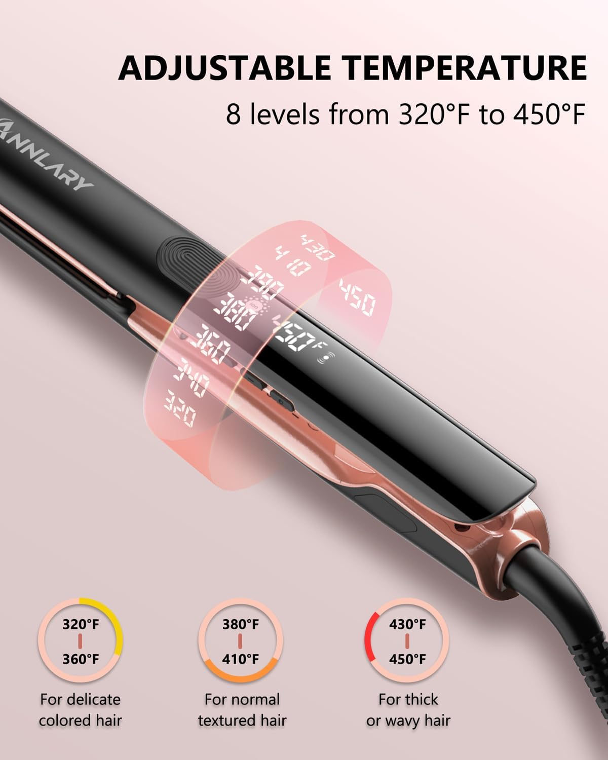 Annlary Hair Straightener | 1 Inch 2-in-1 Flat Iron & Curler - Titanium Ceramic, Ionic Dual Voltage for Smooth, Frizz-Free Hair
