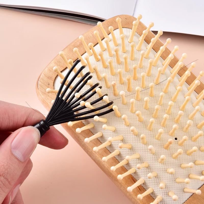 Hair Brush Cleaner - 4Pcs Plastic Detangling Comb Set for Normal & Relaxed Hair | Oval Shaped, Unscented Tool