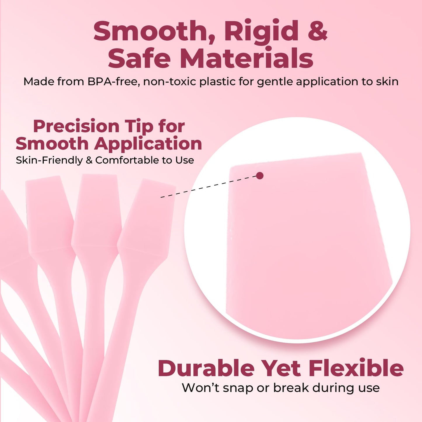 Kopperko Cosmetic Spatulas (2.5”, 100 Pack) - Small Plastic Spatula for Cosmetics, Creams & Crafts | Essential Esthetician Supplies | Makeup Spatula or Multipurpose Mini Applicator for Skincare | Pink