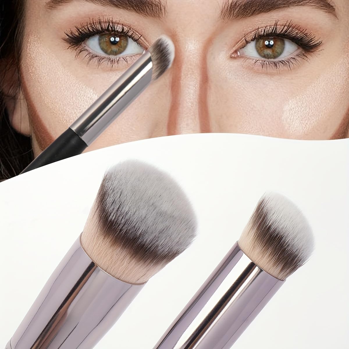3-Piece Makeup Brush Set - Foundation, Concealer & Eyeshadow Brushes for Flawless Face Application and Blending, Professional Quality Cosmetic Kit for Beginners and Pros