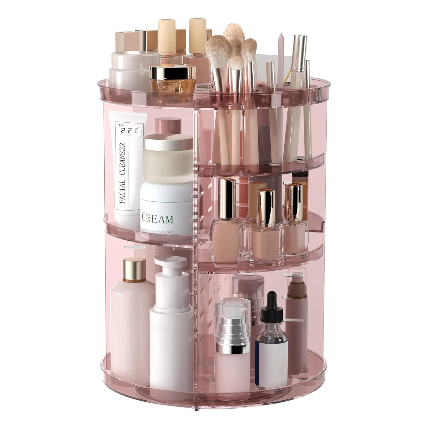 Rotating Makeup Organizer - DIY 8-Layer Spinning Skincare Storage | Multi-Function Cosmetic Display Case with Brush Holder & Perfume Tray