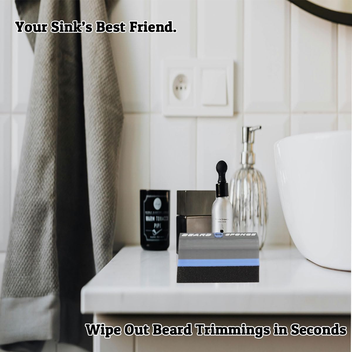 Beard Sponge for Sink,Beard Hair Catcher,Beard Hair Remover for Bathroom,Clean Up Beard Trimmings from Sinks After Shaving