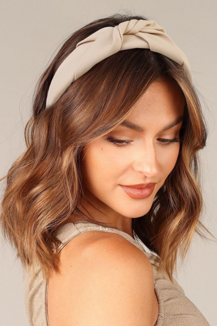 Knotted Headbands for Women - Non-Slip Wide Top Knot Hair Hoops, Fashion Hairbands in Black, Beige, Brown - 3PCS Hair Accessories Set