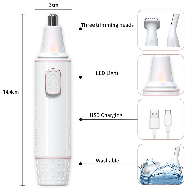 Antomoness Electric Eyebrow Trimmer for Women Hair Remover for Eyebrow Nose Face and Body Hair Removal with LED Light and Lithium-Powered Rechargeable Painless