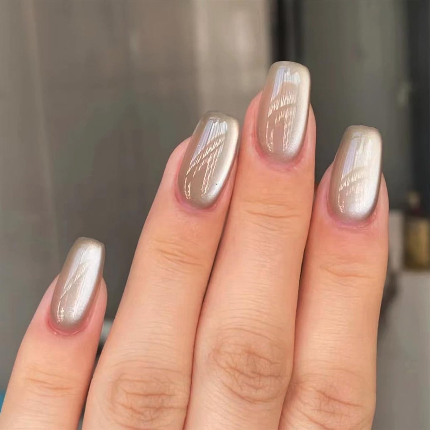 Press On Nails - Orange Almond Shape with Gold Glitter Swirl | 24 Pcs Acrylic Fake Nails for Women