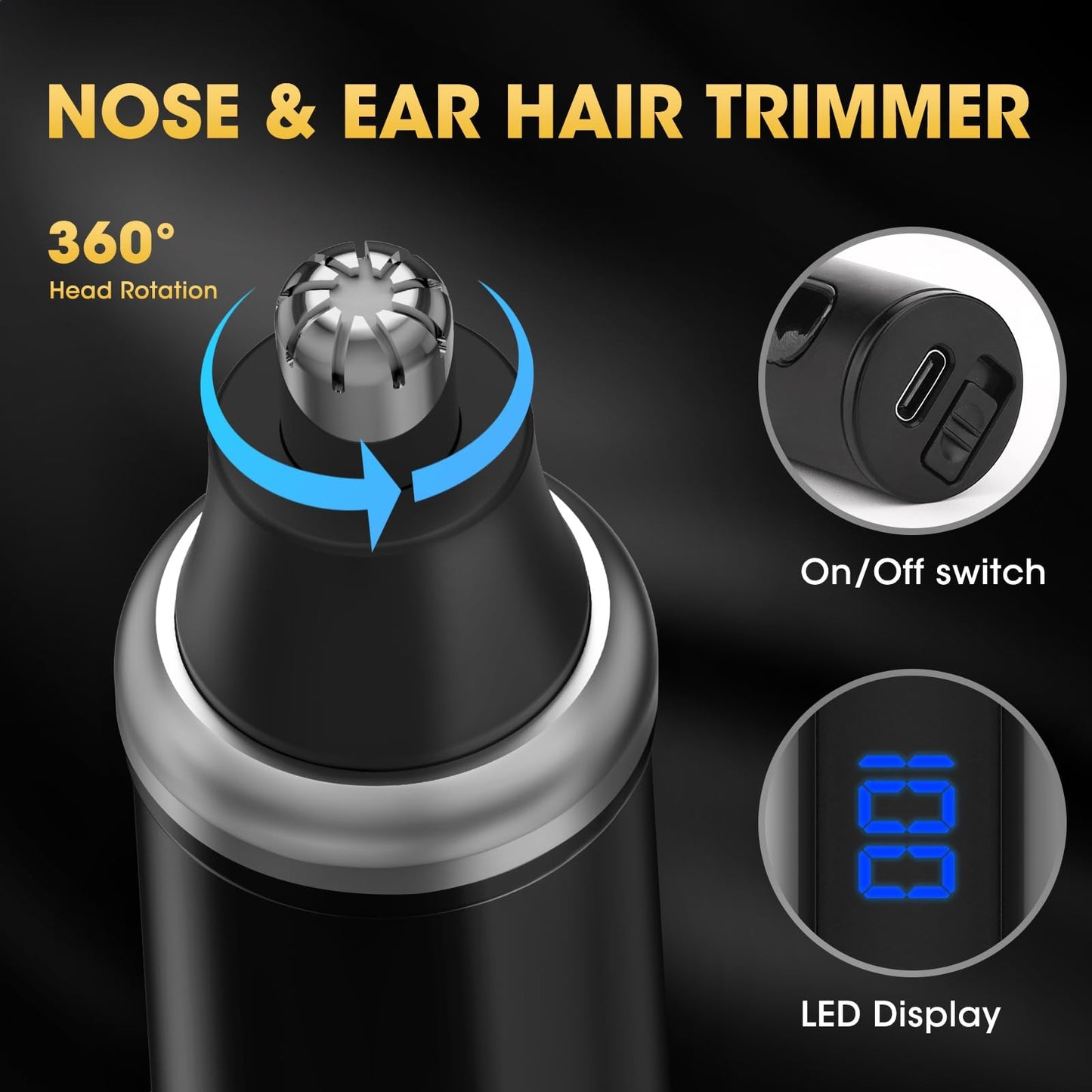 Dumite Hair Clippers for Men,Professional Cordless Barber Trimmer Set,Nose and Ear Hair Trimmer,Clipper and Trimmers Set USB Rechargeable Hair Cutting Grooming Kit-LED Display (Gray)