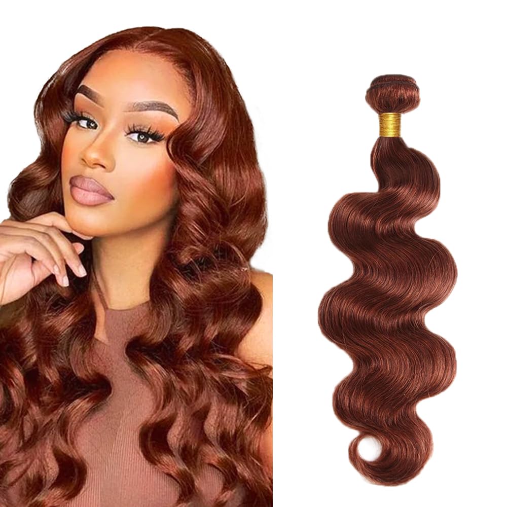 32 Inch Color 33 Bundles Human Hair Auburn Body Wave Bundles Huxowax Peruvian Virgin Remy Hair Extensions Double Weft Copper Red Body Wave Bundle