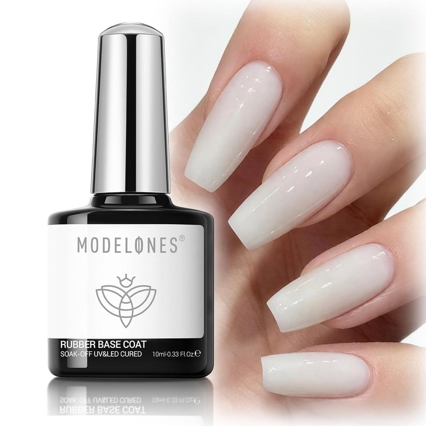 Modelones Builder Rubber Gel Base Coat - Nude Pink Glitter Nail Polish for Strengthening and Apex Building | Long-Lasting UV Manicure