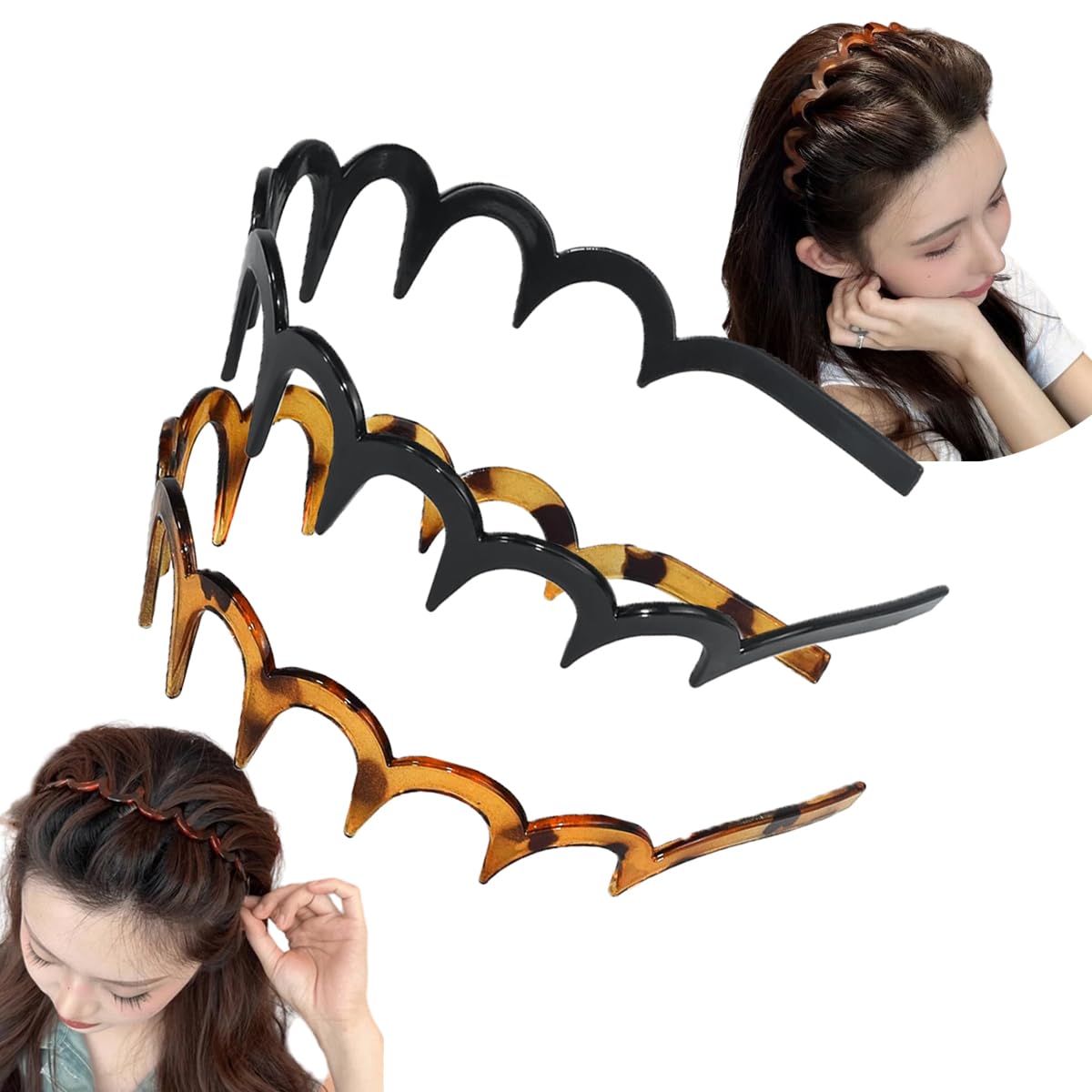 Zig Zag Headbands for Women & Men - Plastic Wavy Hair Bands with Teeth Comb | Classic 90s Hair Accessories for Everyday Use