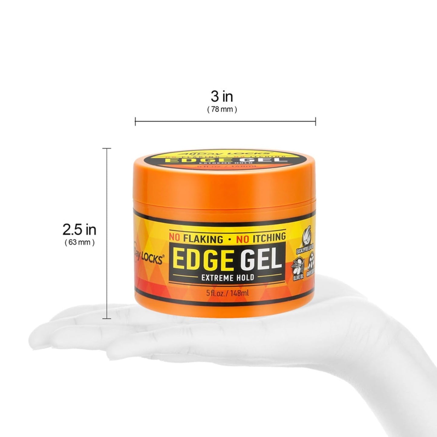 AllDay Locks Edge Gel - Extreme Hold Hair Gel for Braiding & Control | Sleek Moisturizing Formula, 5 oz Jar