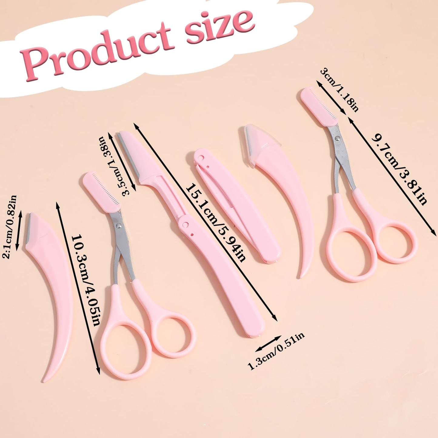 Elegaperma 6 Pcs Eyebrow Scissors with Comb, 3 Styles Pink Eye Brow Scissors for Women, Eyebrow Trimming Scissors, New Tijeras para Cejas for Women Girl