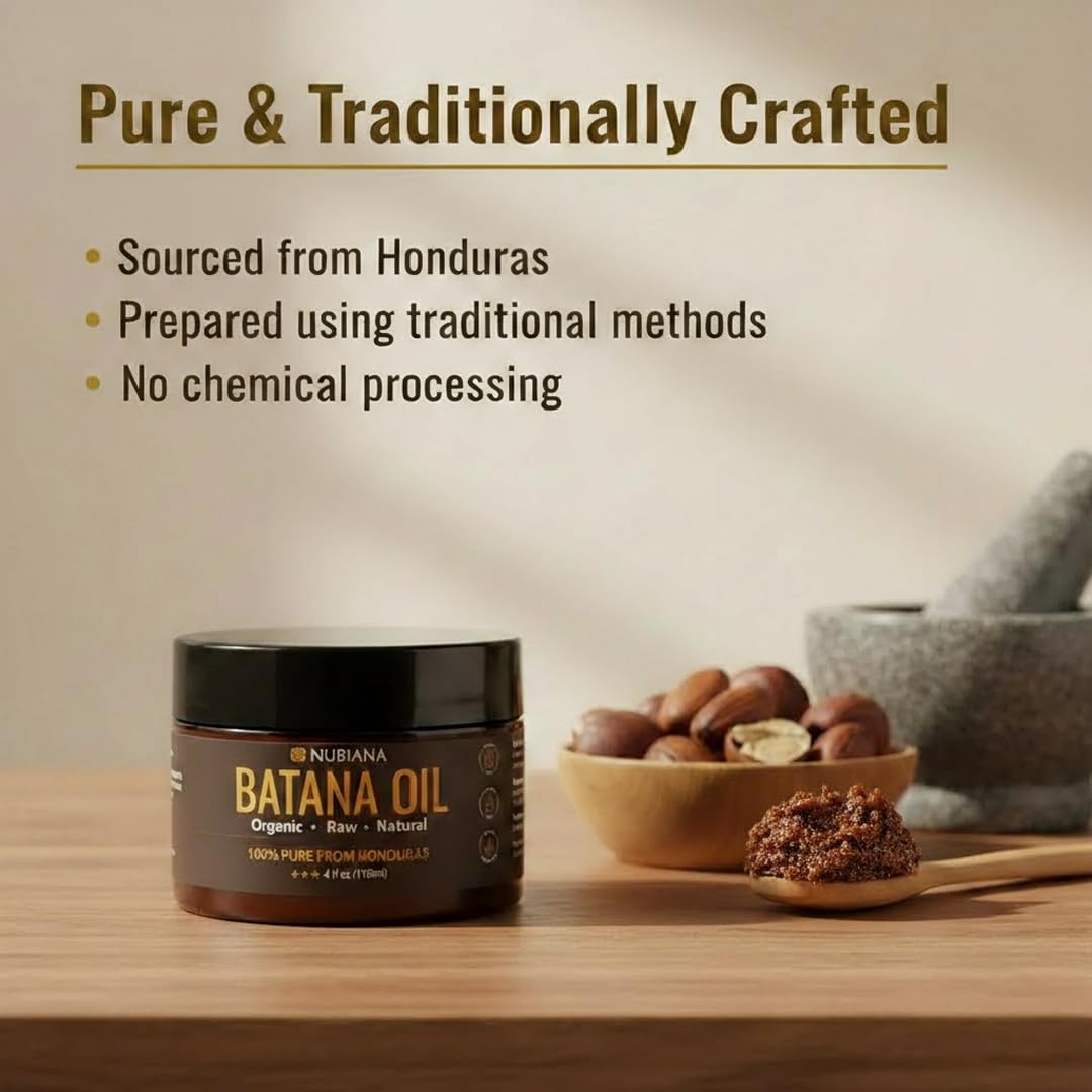 Nubiana 100% Raw Organic Batana Oil Paste - Unrefined Hair Growth Treatment | 4 oz (118ml) for Scalp & Dry Hair