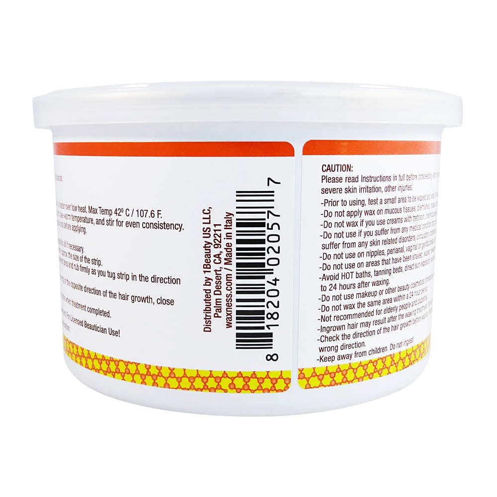 Waxness Natural Soft Wax Tin Amber Formula 14 oz (400 g) – Professional Strip Wax for Face & Body, Smooth Application – Made in Italy