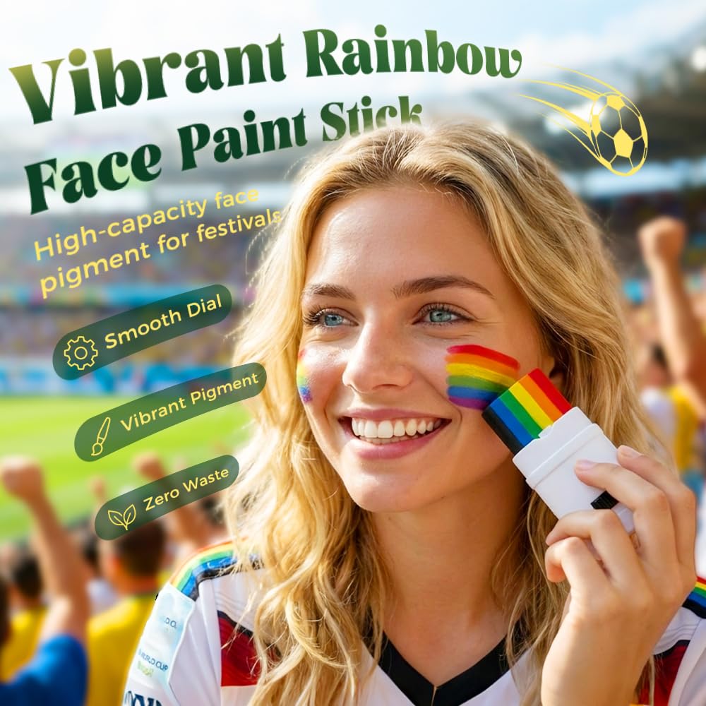 Rainbow Face Paint Stick, 2026 New Pride Face Paint Stick, Face Body Paint for Pride Parade, Festival Body Paint for Pride Party, Rainbow Body Paint for Adults Celebrations Festival (1 unit)