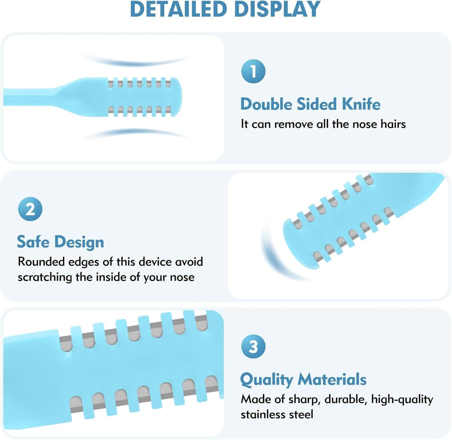 5 Pcs 2-in-1 Nasal Hair Cutter, Double Sided Nose Hair Cutter, Portable 360° Rotating Manual Nose Hair Trimmer for Men and Women, Colorful