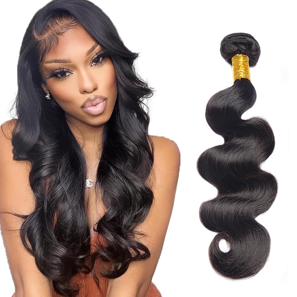 Body Wave Bundles Human Hair Black Color Human Hair Bundles Body Wave #1B Natural Black Bundle Unprocessed Virgin Double Weft Bundle 16 Inch