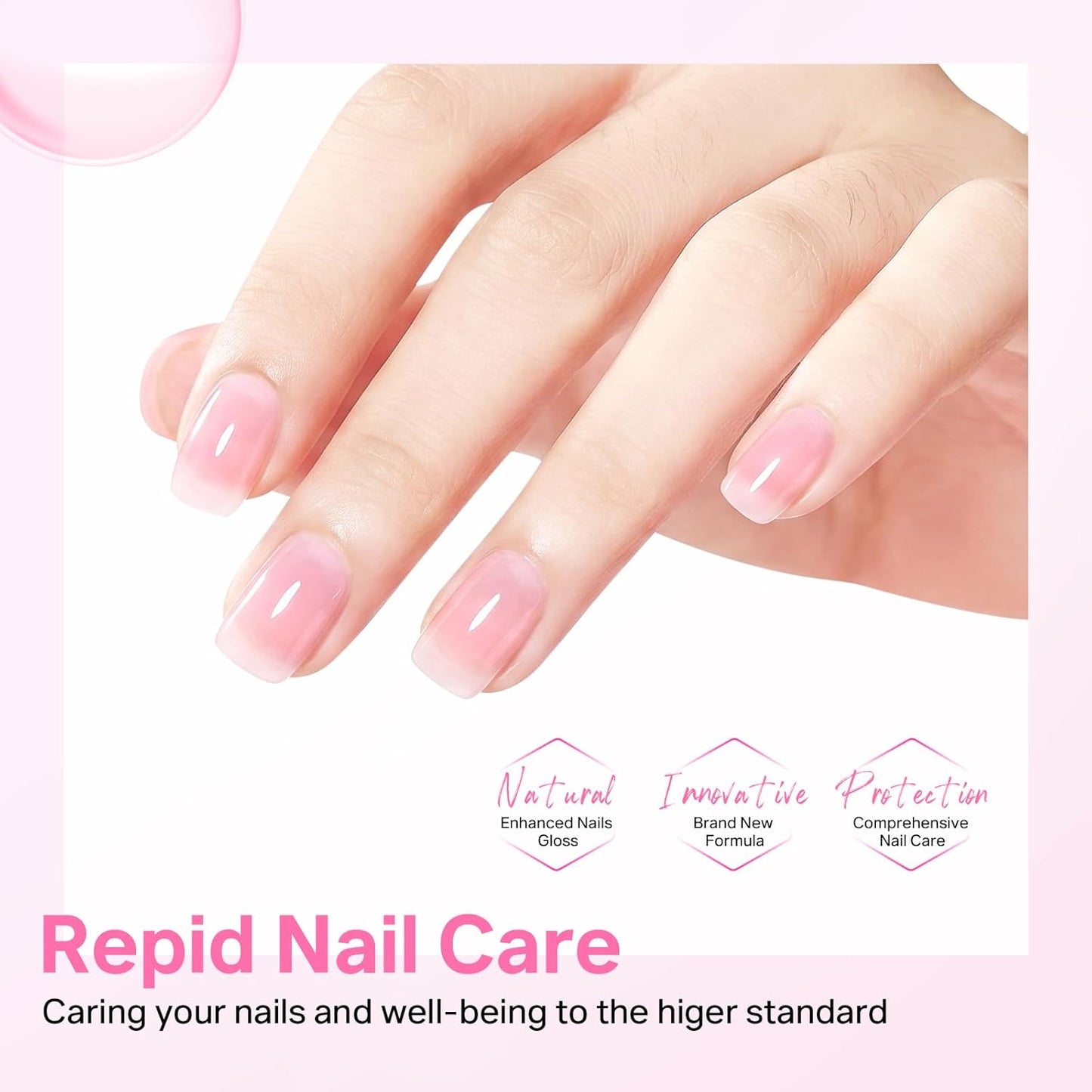 MIZHSE Nail Strengthener & Growth Hardener - Extra Strong Repair for Thin, Damaged Nails | 16ML Pink Ridge Filler