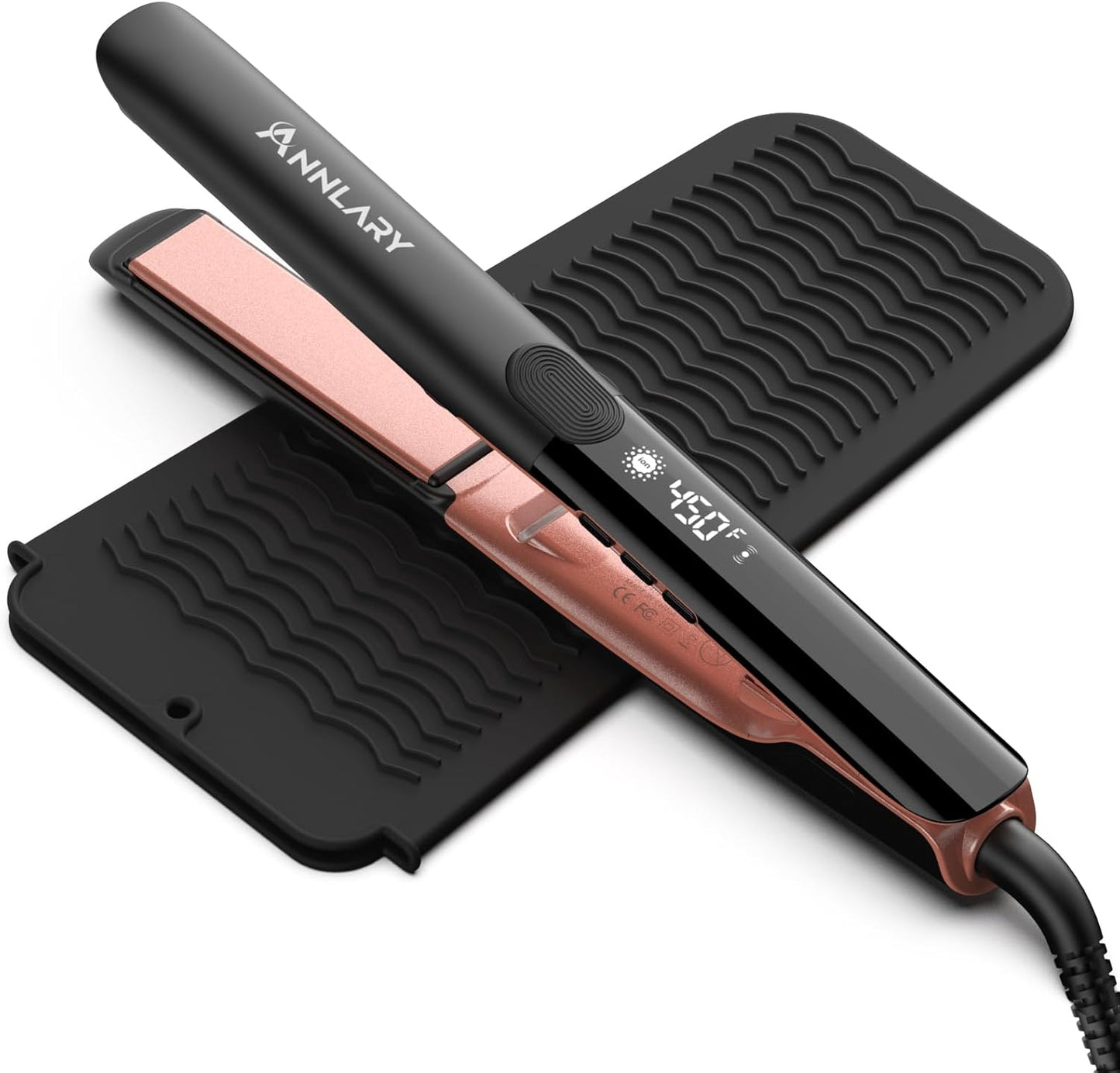 Annlary Hair Straightener | 1 Inch 2-in-1 Flat Iron & Curler - Titanium Ceramic, Ionic Dual Voltage for Smooth, Frizz-Free Hair