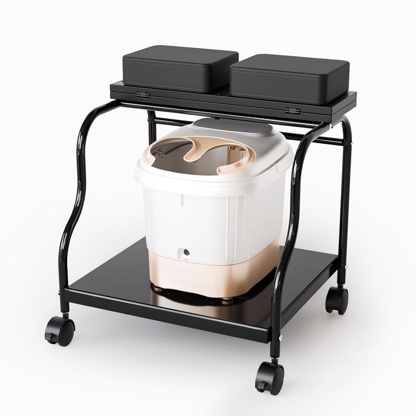 Portable Pedicure Cart - Adjustable Foot Bath Trolley with PU Cushion & Locking Wheels | Ideal for Spa, Salon & Home (Black)