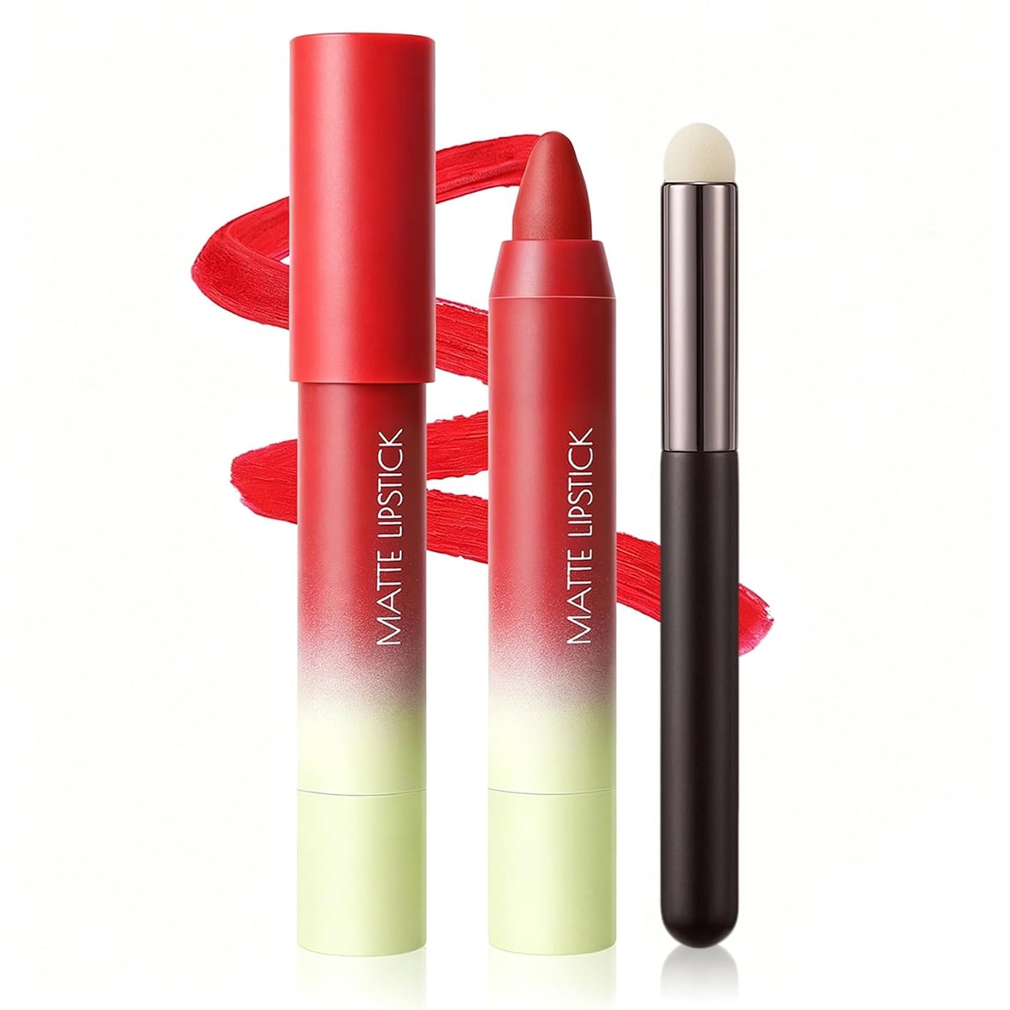 Matte Lip Crayon - 2-in-1 Nude Lipstick & Lip Liner with Brush | Long-Lasting, Waterproof, Vegan