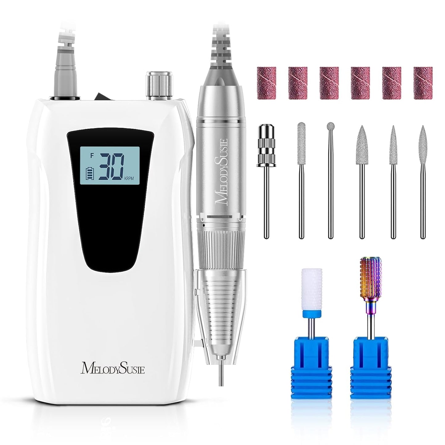 Clip-On Rechargeable Nail Drill - 30,000 RPM E-File with LCD Display for Manicure & Gel Removal | Ideal for Nail Art Training & Home Use