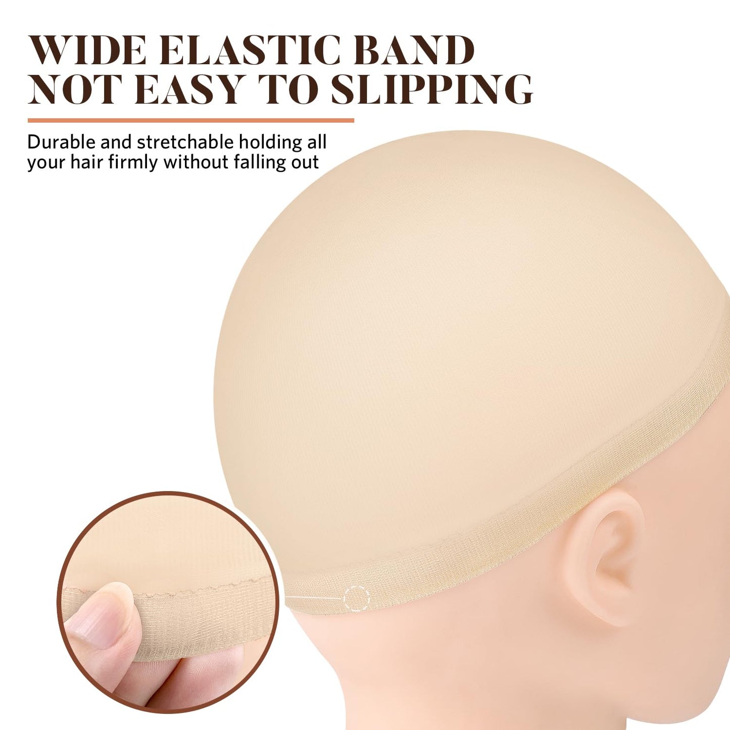 MORGLES 20 Pcs Beige Wig Caps - Stretchy Nylon for Comfortable Fit | Ideal for Women