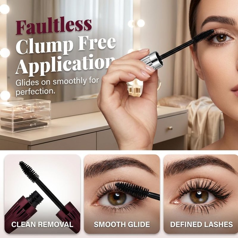 7D Waterproof Volume Mascara - Lengthening & Thickening Formula for Softer, Fuller Lashes | Smudge-Proof Black Makeup