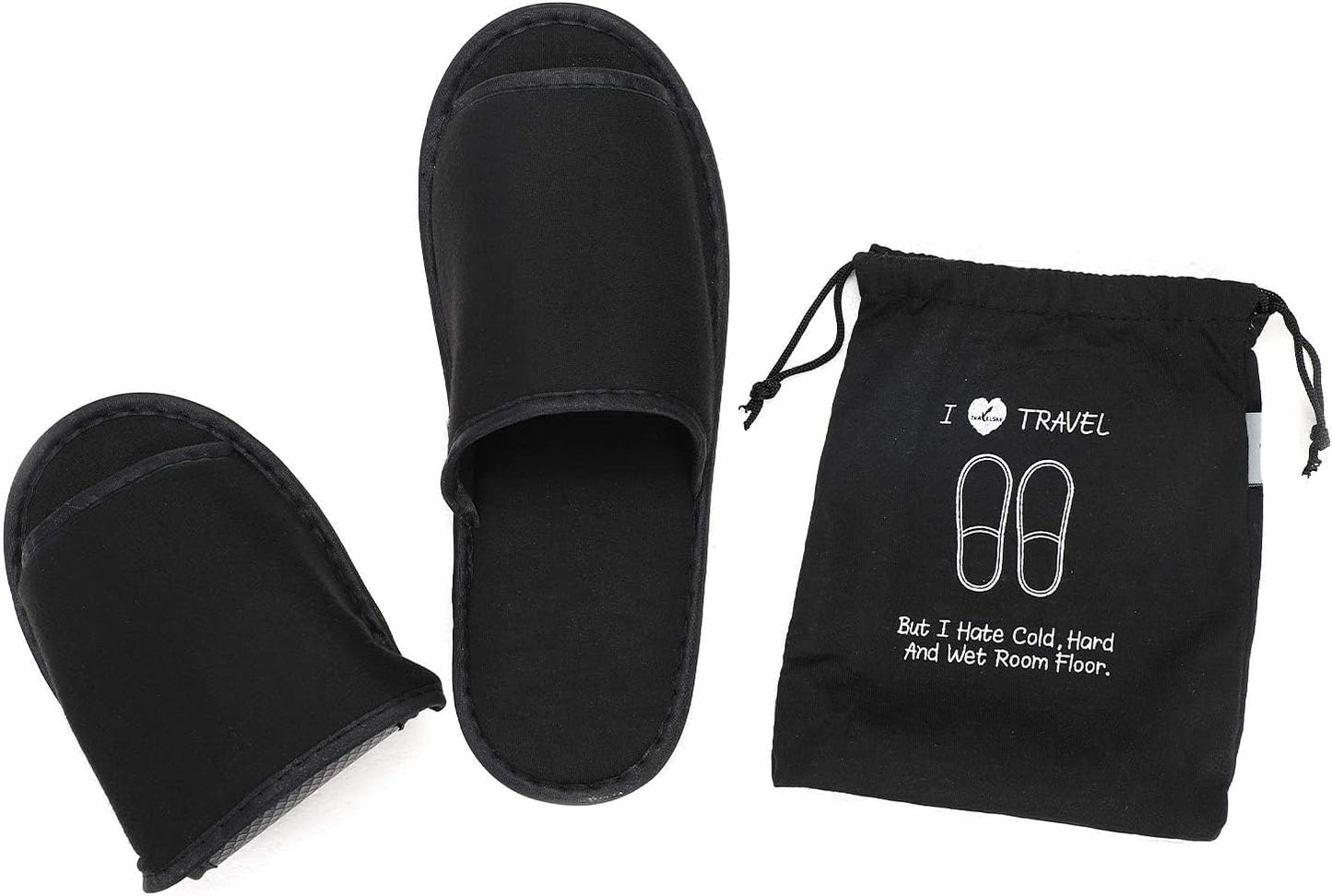 Portable Travel Slippers - Open Toe Foldable Sandals for Spa & Hotel | Washable Indoor Footwear with Bags