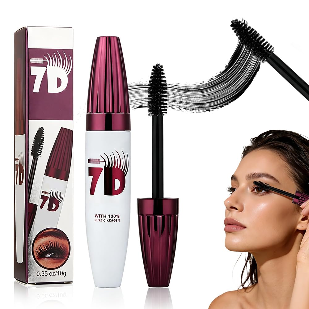 Waterproof Volume Mascara - 7D Smudge-Proof Curling & Lengthening Formula | Long-Lasting Black Fiber Lashes for Defined Eye Makeup