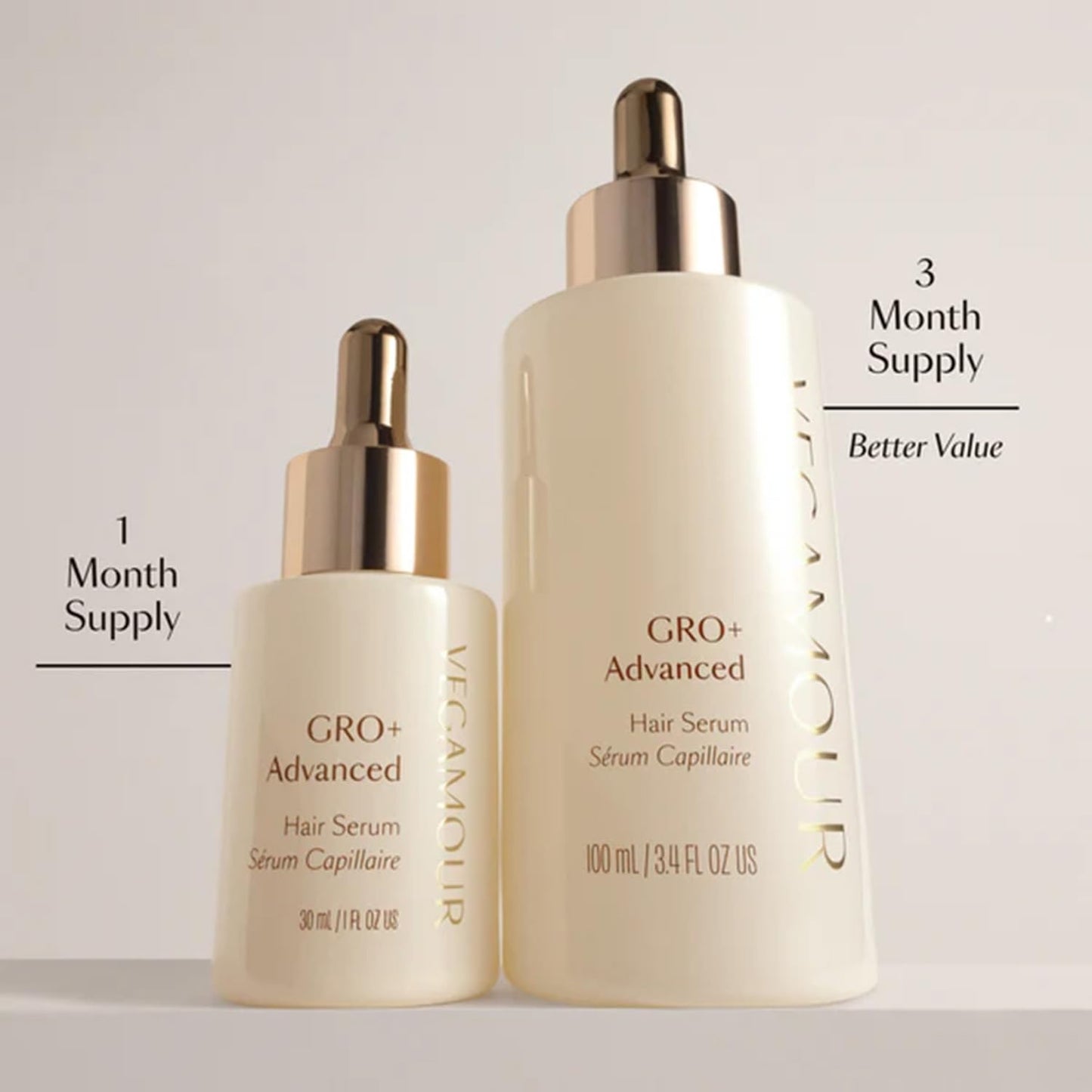 VEGAMOUR GRO+ Hair Serum - Boost Hair Density & Reduce Shedding | Fragrance-Free, Vegan, Cruelty-Free